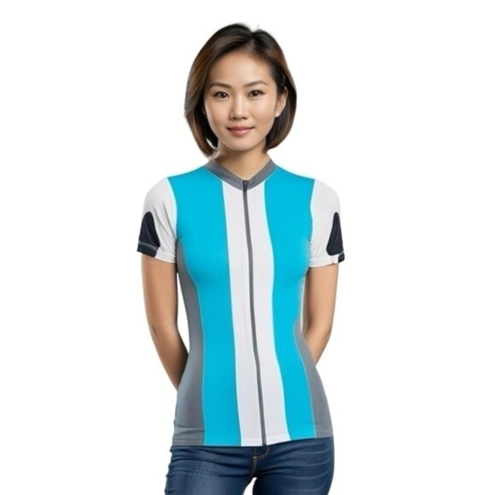 Alii Sport Womens Teal Cycling Jersey M Short Sleeve Zip UV Protection NWT - Picture 5 of 10